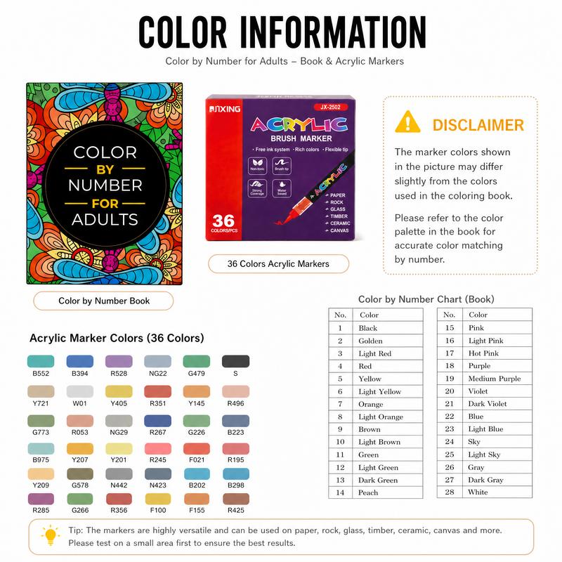 Color By Number Art Book for Adults – 75 Relaxing Designs