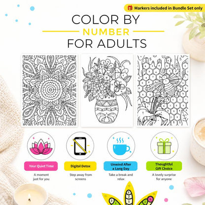 Color By Number Art Book for Adults – 75 Relaxing Designs